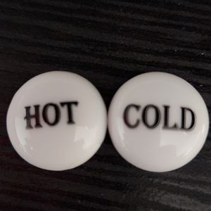 Ceramic Buttons for handle faucet one set, One Hot and One Cold imprinted